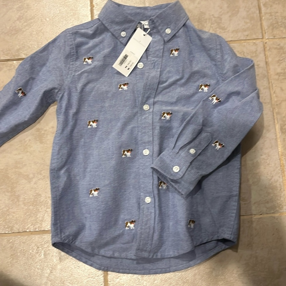 Janie and Jack Embroidered Dog Button down